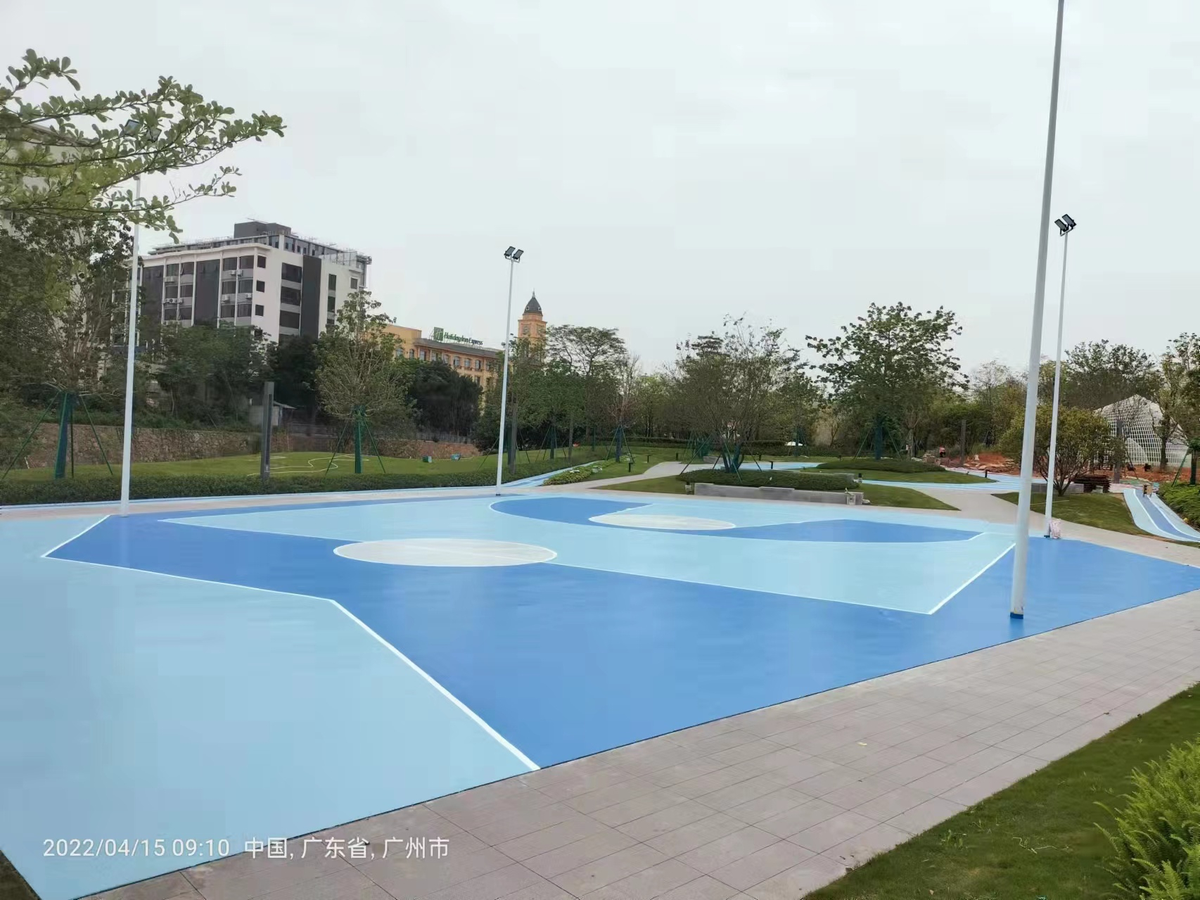 广州番禺区某公园硅PU球场和硅PU路道完工